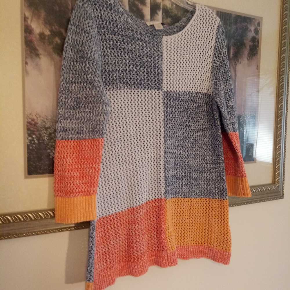 100% Cotton Color Block Sweater sz L
